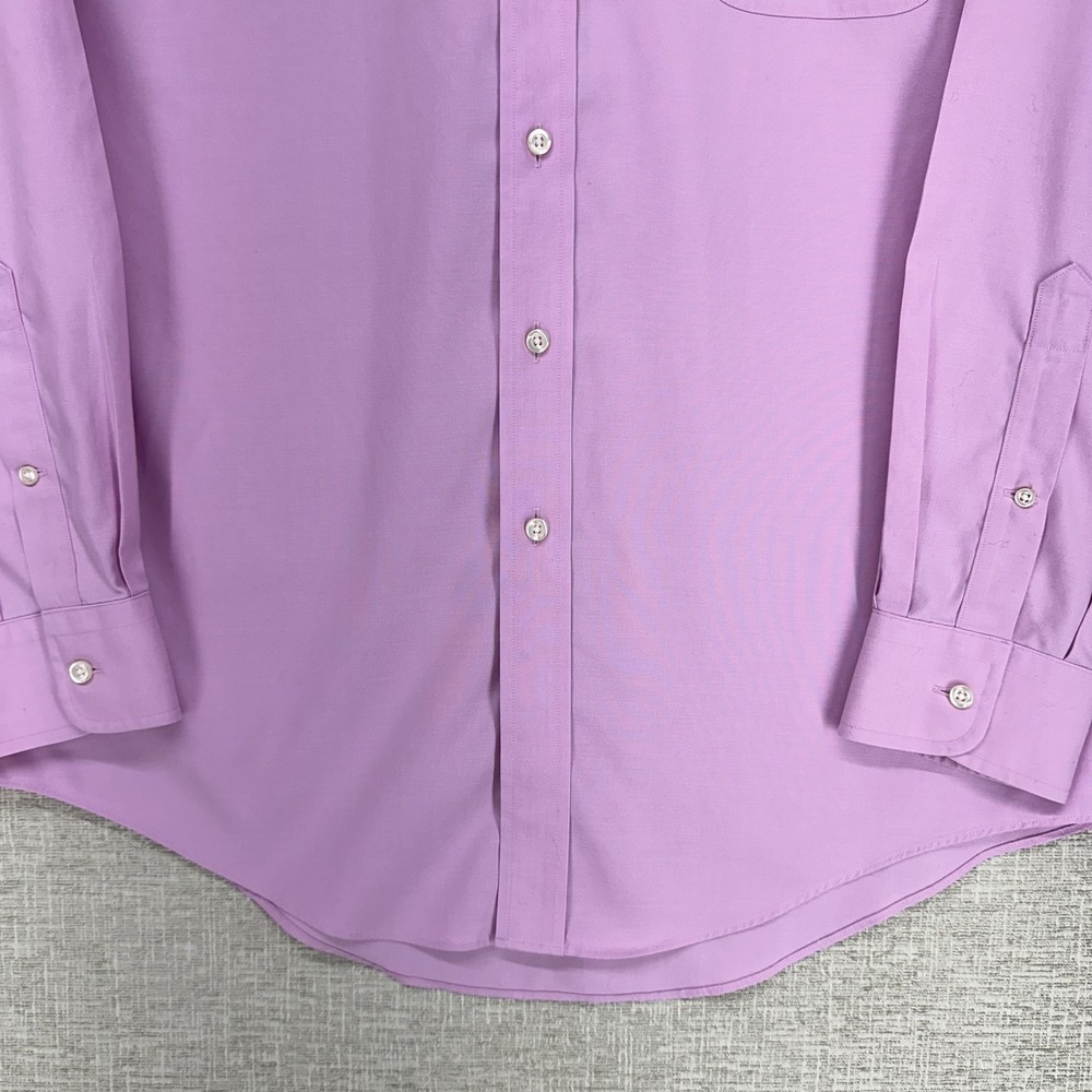 Lands' End Shirt Mens Large Pink Pinpoint Oxford Long Sleeve Button Down Dress - Picture 3 of 13